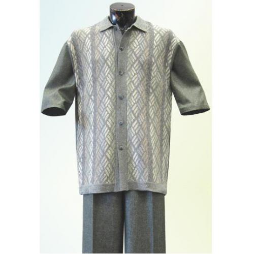 Silversilk Moss Button Front 2 PC Knitted Silk Blend Outfit #3906